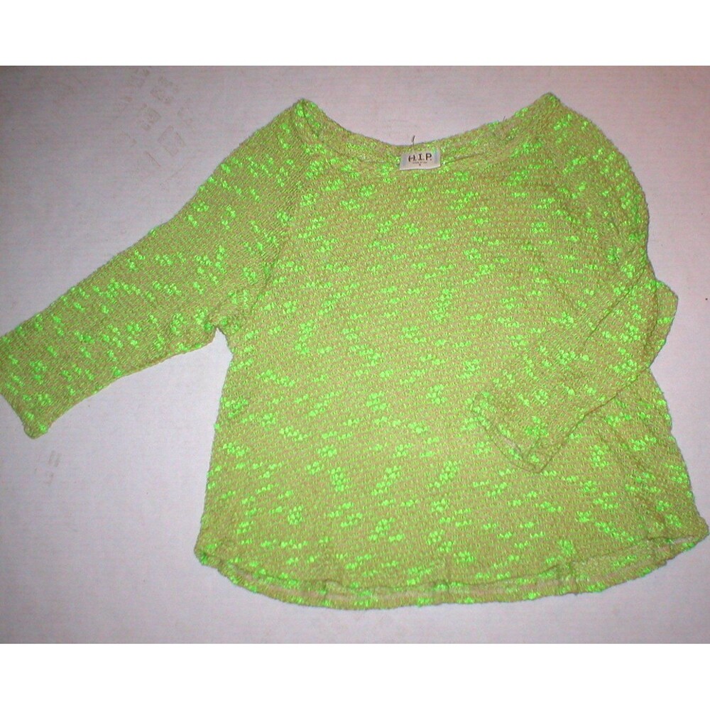 New Womens HIP Sweater Bright Green Tan Knit Soft Sleeves Small S Made in USA